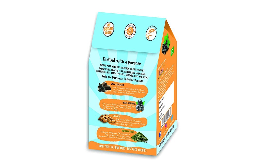 All Good Taste Choco Protein Cookies Soft Baked With Black Currants, Almonds and Pumpkin Seeds   Box  150 grams